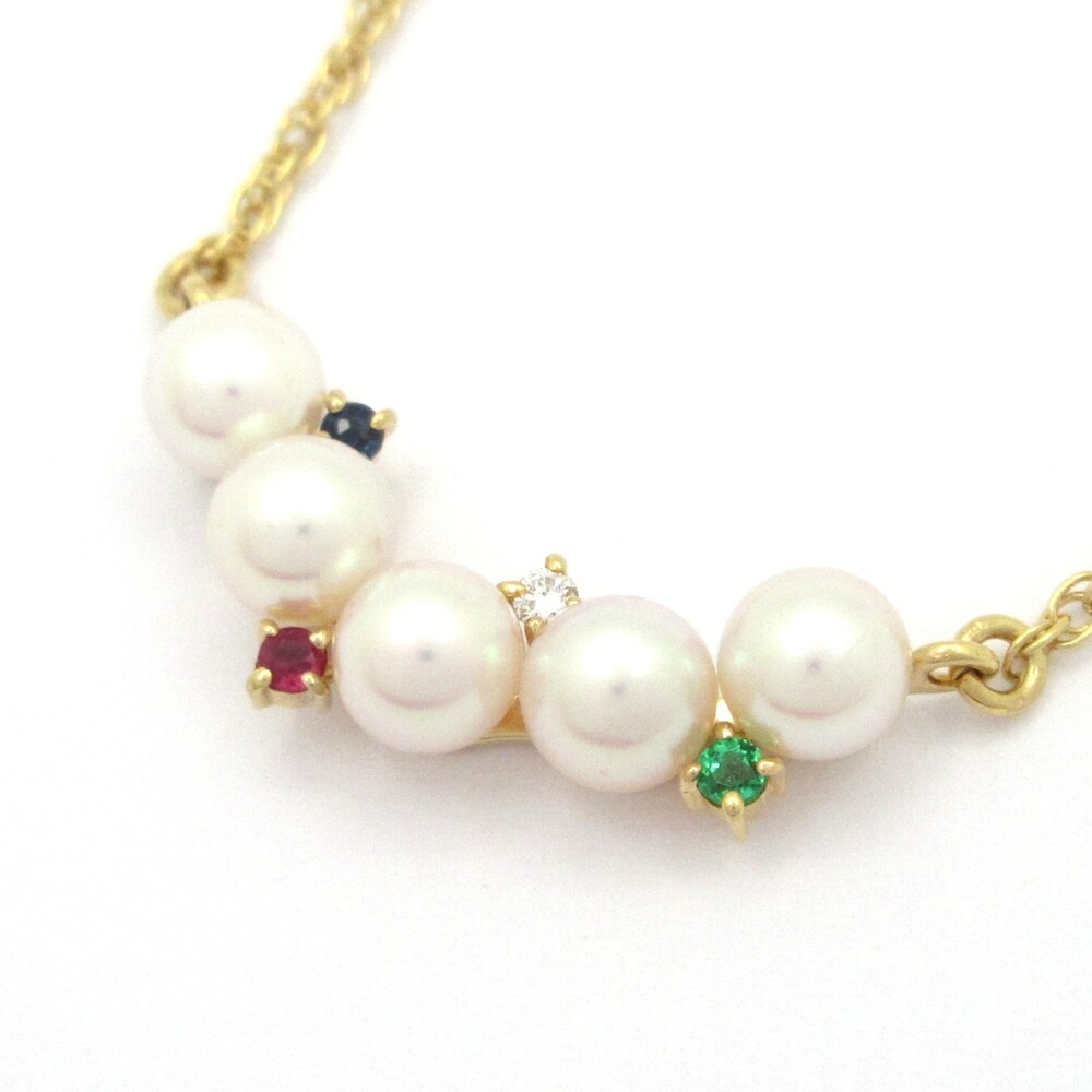 Tasaki Necklace 18K Yellow Gold Pearl Diamond Color stone Color Stone